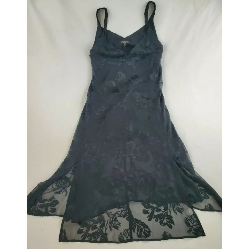 Rag & Bone Women's Black Fit & Flare Knee Length Colette Slip Dress Silk Large